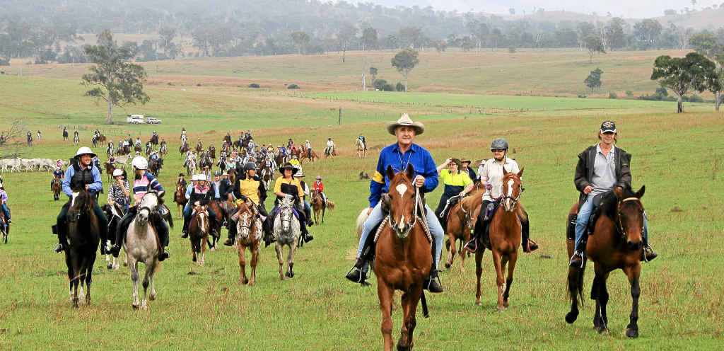 Mike Webb leads one of the trails of the Kilkivan Great Horse Ride. Mike Webb leads one of the trails of the Kilkivan Great Horse Ride.